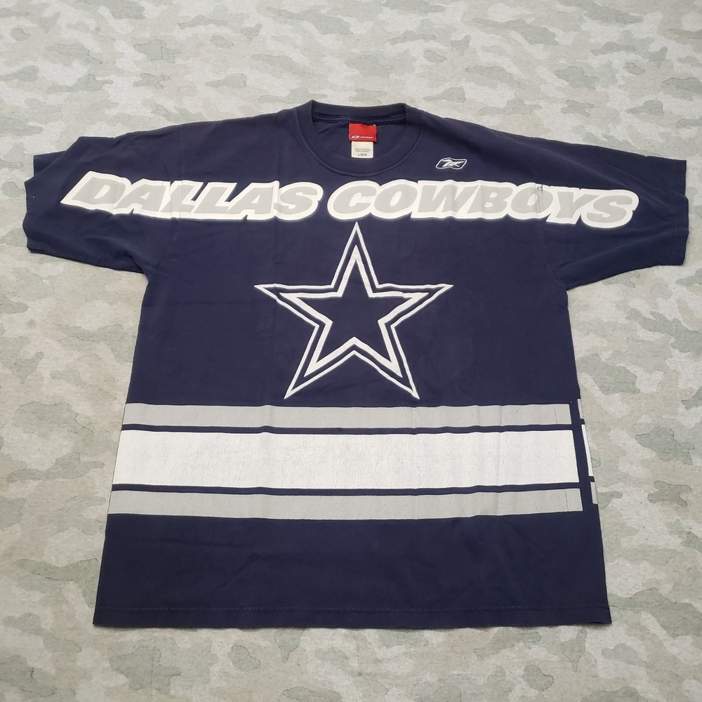 VTG Dallas Cowboys Reebok Shirt Mens Large Blue Y2k Short Sleeve NFL Football
